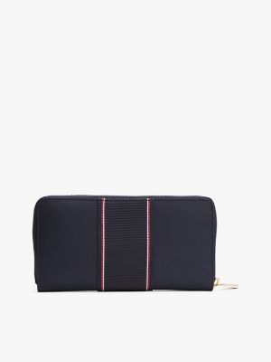 Large Textured Stripe Zip Wallet, Space Blue