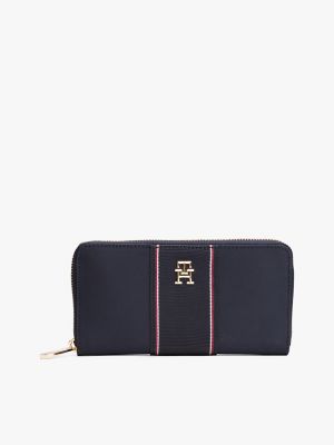 Large Textured Stripe Zip Wallet, Space Blue