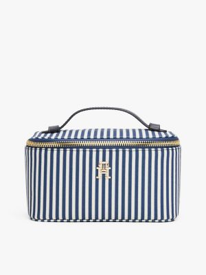 Allover Stripe Vanity Case, Space Blue Stripe