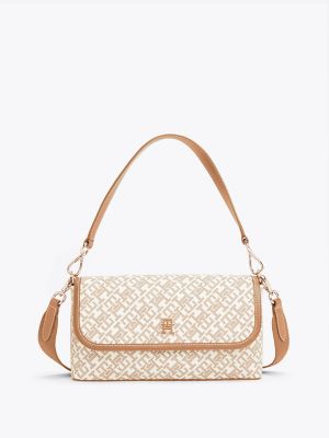Monogram Flap Shoulder Bag, Safari Canvas