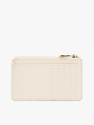 Textured Monogram Zip Cardholder, Sugarcane