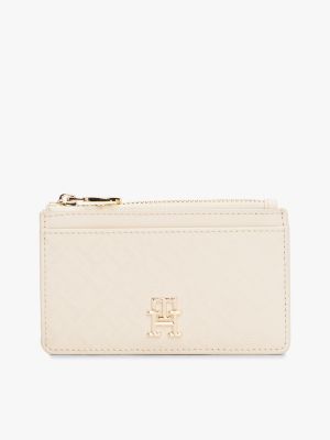 Textured Monogram Zip Cardholder, Sugarcane
