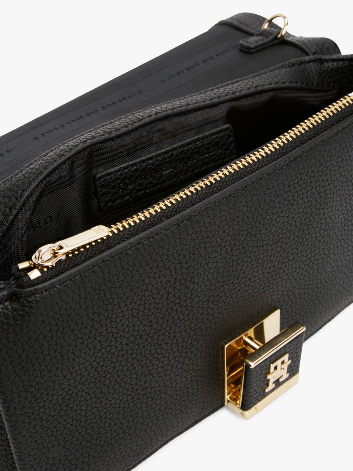Monogram Clasp Chain Strap Crossbody Bag — Black