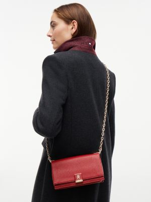 Женская сумка Tommy Hilfiger Monogram Clasp Chain Strap Crossbody, цвет: Красный — фото 2