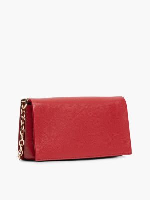 Женская сумка Tommy Hilfiger Monogram Clasp Chain Strap Crossbody, цвет: Красный — фото 3
