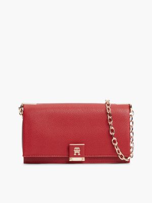 Monogram Clasp Chain Strap Crossbody Bag, Autumn Red