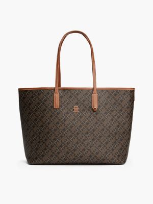 Allover Monogram Tote Bag, Black Mix