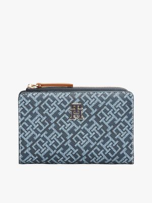 Monogram Snap-Closure Bifold Wallet, Space Blue