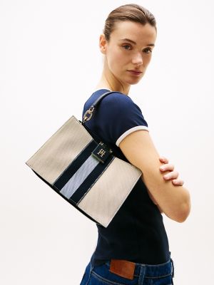 Monogram Mini Tote Bag, Space Blue Canvas Mix