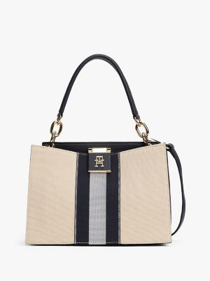 Monogram Mini Tote Bag, Space Blue Canvas Mix