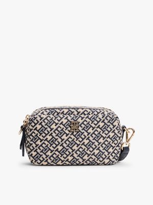 Jacquard Monogram Logo Crossbody Bag, Space Blue