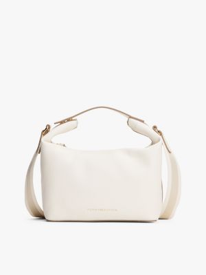 Logo Tape Strap Crossbody Bag, Ivory Petal