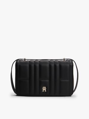 Quilted Snap-Closure Crossbody Bag, Black