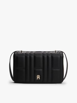 Quilted Snap-Closure Crossbody Bag, Black