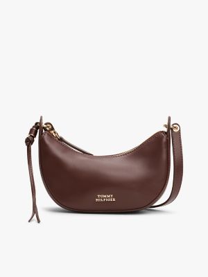Leather Mini Crossbody Bag, Rich Walnut