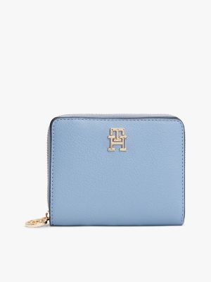 Pebbled Medium Zip Wallet, Brisk Blue