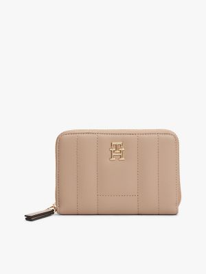 Quilted Medium Zip-Around Wallet, Coastal Taupe