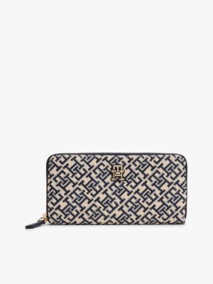 Jacquard Monogram Logo Large Zip Wallet, Space Blue