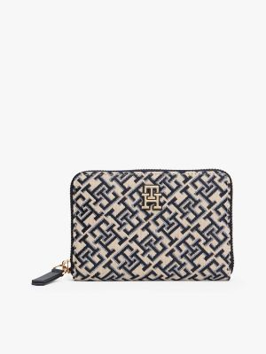 Jacquard Monogram Logo Medium Zip Wallet, Space Blue