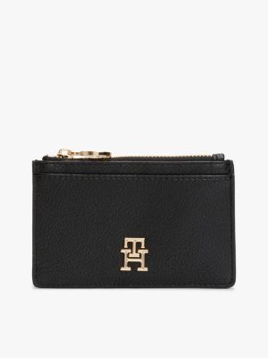 Monogram Zip Card Holder with Key Leash, Black