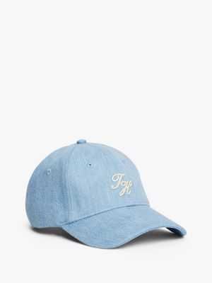 Embroidered Logo Denim Baseball Cap, Blue Denim