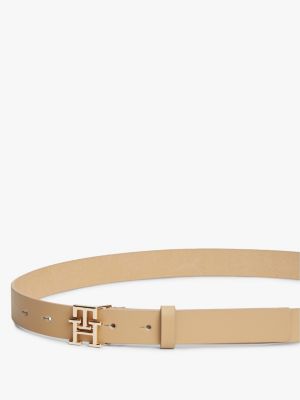 Женский ремень Tommy Hilfiger Monogram Buckle Leather Belt, цвет: Хаки — фото 3