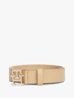Monogram Buckle Leather Belt — Classic Khaki 4