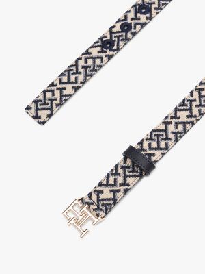 Monogram Logo Buckle Jacquard Belt, Space Blue