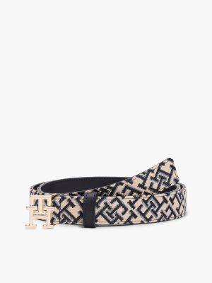 Monogram Logo Buckle Jacquard Belt, Space Blue