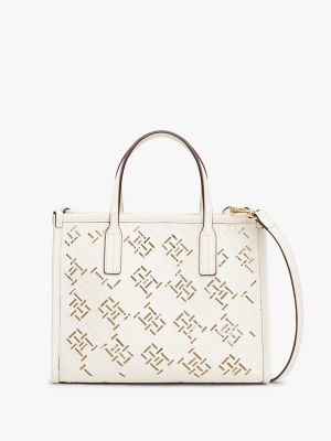 Monogram Logo Mini City Tote, Ivory Petal