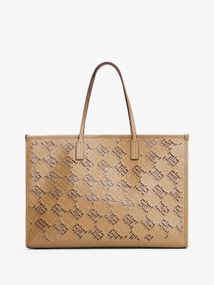 Monogram Logo City Tote, Safari Canvas