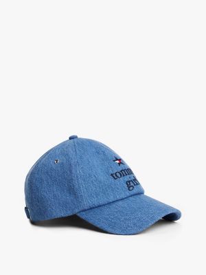 Tommy Girl Denim Baseball Cap, Mid Blue Denim Wash
