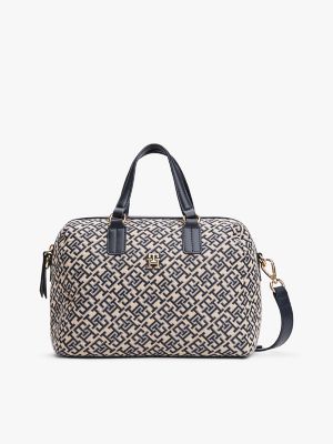 Jacquard Monogram Logo Medium Duffel Bag, Space Blue