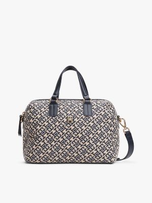 Jacquard Monogram Logo Medium Duffel Bag, Space Blue