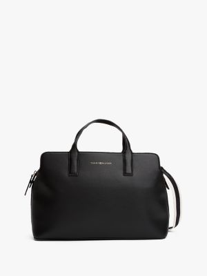 Logo Tape Strap Satchel, Black