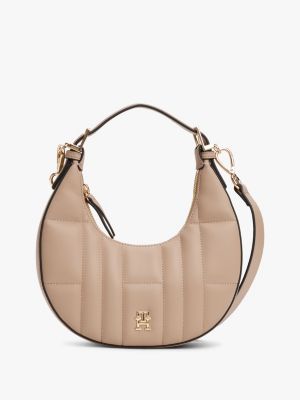 Quilted Crescent Crossbody Bag, Coastal Taupe