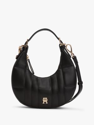 Quilted Crescent Bag, Black