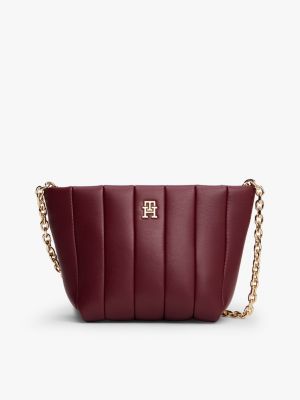 Chain Strap Quilted Crossbody Bag, Deep Rouge