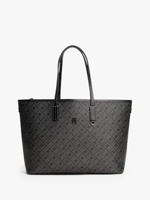 Jacquard Monogram Tote Bag, Black