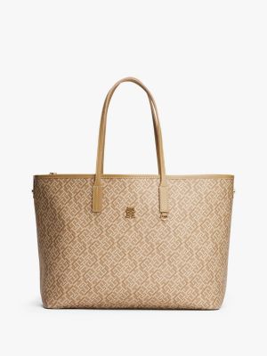 Jacquard Monogram Tote Bag, Safari Canvas
