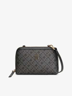 Jacquard Monogram Mini Crossbody Bag, Black