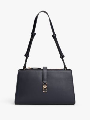 Polished Monogram Shoulder Bag, Space Blue