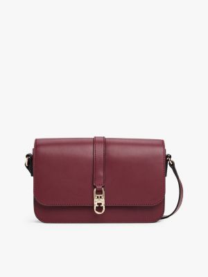 Polished Monogram Flap Crossbody Bag, Deep Rouge