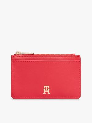 Monogram Logo Zip Cardholder, Primary Red