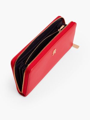 Женский кошелёк Tommy Hilfiger Monogram Logo Large Zip Wallet, цвет: Красный — фото 4