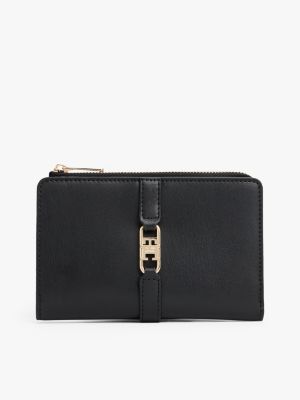 Polished Monogram Bifold Wallet, Black