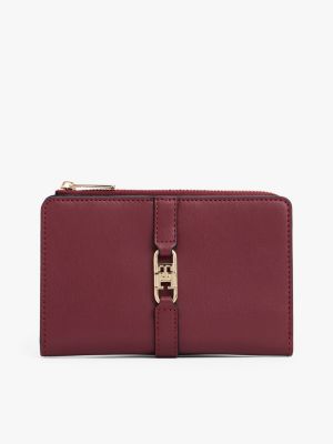 Polished Monogram Bifold Wallet, Deep Rouge
