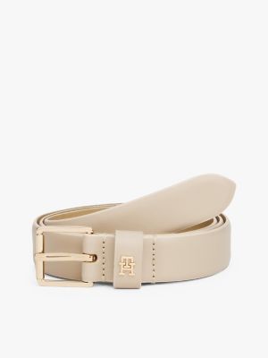 Square Buckle Leather Belt, Sandalwood