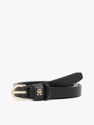 Monogram Slim Leather Belt, Black