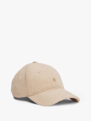 Monogram Logo Melton Wool Baseball Cap, Sandalwood